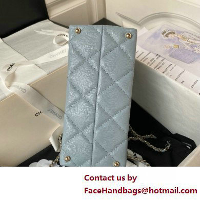 Chanel Grained Calfskin  &  Gold-Tone Metal Small Flap Bag with Top Handle AS4711 Light Blue 2025